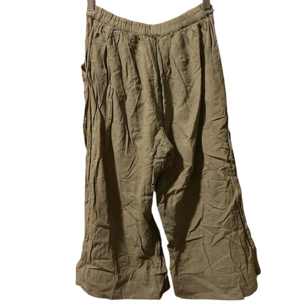 American Eagle Olive Green Linen Cropped Culottes - Picture 3 of 5